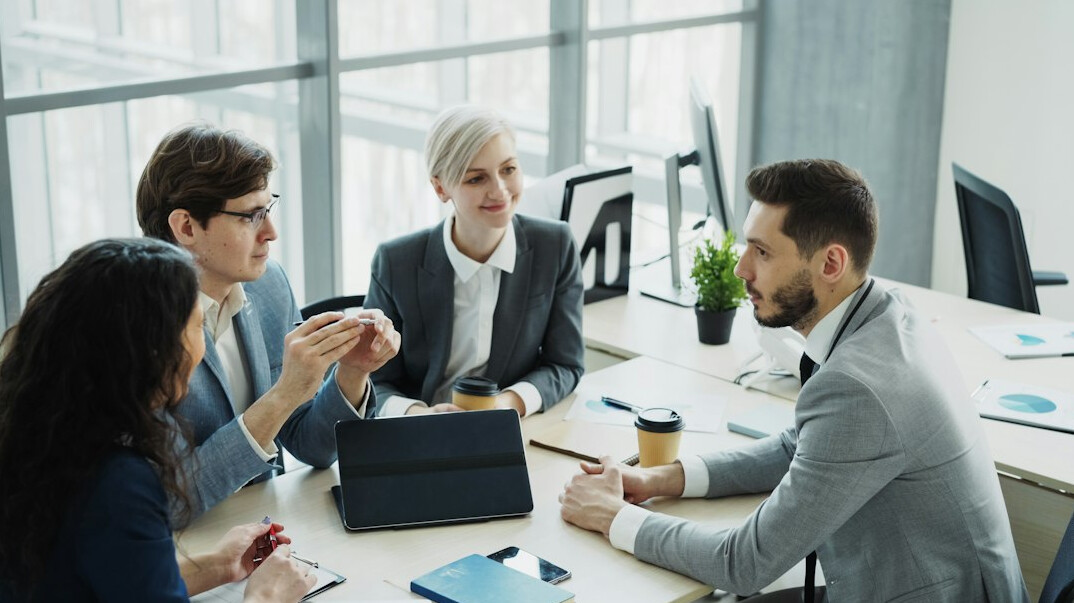 business manager in meeting